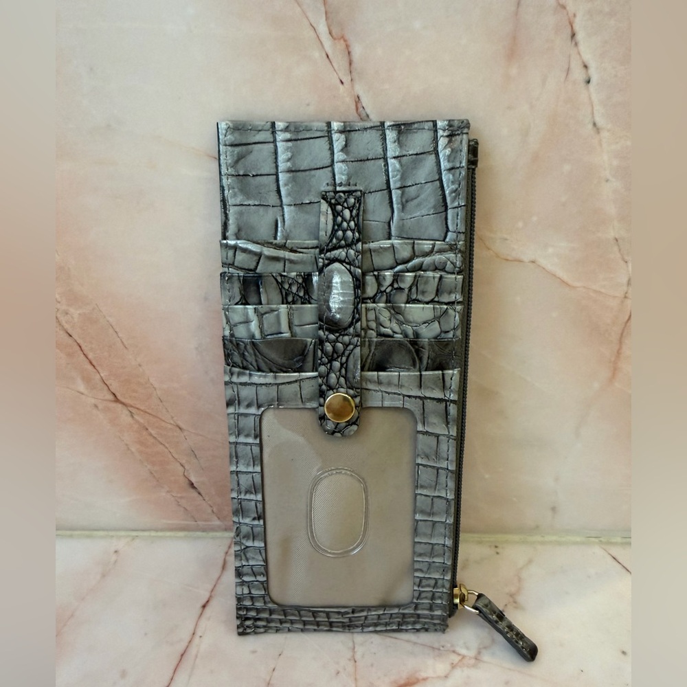 Brahmin Gray Melbourne Leather Credit Card Wallet - Picture 2 of 2